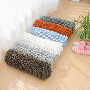 Minimalist Rectangle Chenille Bath Mat Solid Color With <b>Rubber</b> Backing Anti Slip For Bathroom <b>Floor</b> - Product Image 3