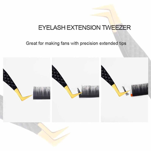 Pince à épiler noire en acier inoxydable à pointe fine de qualité supérieure pour extensions de cils, personnalisable avec logo de marque pour cils - Product Image 2