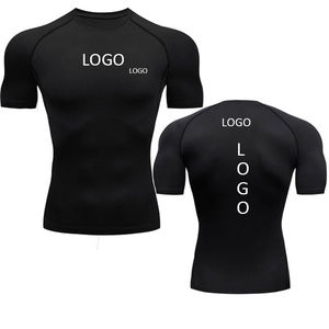 T-shirt de compression extensible uni pour homme, style pull, pour la gym, vente en gros fabricant - Product Image 6