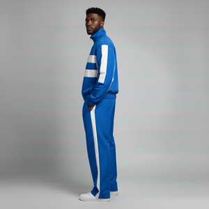 Conjunto Deportivo de Nylon para Hombre, Talla Grande, Estilo Urbano, Resistente al Viento y al Agua, con Bloques de Color, Chaqueta con Cierre y Pantalones Deportivos, 2 Piezas - Product Image 2