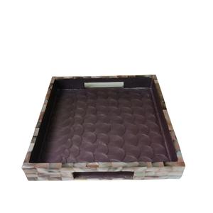 Designer Wooden Tray Collection with Enamel Print and Polished Gold Foil Surface Ideal for Stylish Tea and Coffee Serving - Product Image 3