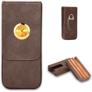 Estuche para cigarros de cuero genuino con cortador integrado, bolsa de transporte con cortador incorporado para un almacenamiento y transporte seguros, en venta. - Product Image 5