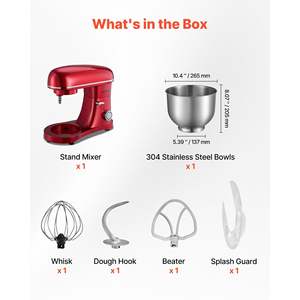 Batteur sur socle électrique 660W 8,2QT, mélangeur à pâte de cuisine, 6+ vitesses pulsées, acier inoxydable, tête inclinable, fouet, batteur, pâtisserie - Product Image 3