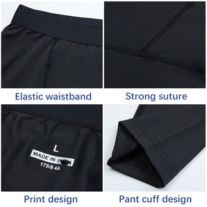 Pantalones de Compresión Negros para Hombre, Cintura Elástica, Secado Rápido, Ajuste Deportivo, Ligeros, para Entrenamiento y Gimnasio, Logotipo en la Pierna Derecha - Product Image 4