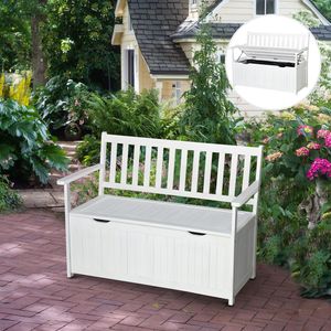 41-Gallon Outdoor Storage <b>Wooden</b> Deck Box 2-Seat Patio <b>Bench</b> with Inner Waterproof PE Lining for Garden Outdoor Container - Product Image 2