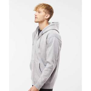 2025Sweat à capuche avec fermeture éclair pour homme XXS gris chiné anti-rides écran à motif solide modèle IND4000Z - Product Image 5