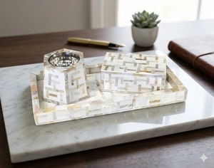 Ensemble brûle-encens en bois fait main avec incrustation de nacre, boîte à Bakhoor, décoration aromatique pour la maison - Product Image 2