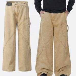 MEESAM LEATHER HOSIERY Unisex 100% Cotton Quick Dry High Waist Heavyweight Vintage Regular Fit Straight Denim <b>Jeans</b> Embossed - Product Image 2