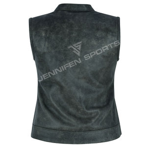 Gilet de motard en cuir d'agneau souple uni pour femmes avec poche poitrine – Nouvelle collection de gilets et de vestes pour femmes - Product Image 5