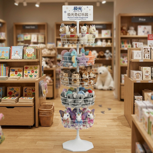 Présentoir rotatif en fil métallique à 5 niveaux pour jouets en peluche, idéal pour les magasins de jouets en peluche et de vente au détail - Product Image 1