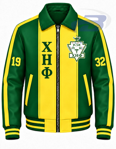 Veste universitaire personnalisée pour femmes Chi Eta Phi CEPhi, en cuir PU, avec fermeture éclair sur le devant et manches à lettres, veste décontractée pour femmes - Product Image 1