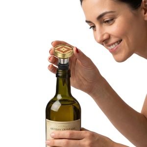 Tapón de vino antiguo tejido a mano con perlas artísticas de latón y hierro fundido en rojo y dorado, regalo único - Product Image 3