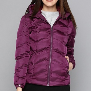 Purple Puffer Jacket Women Quilted Winter <b>Coat</b> Hooded Fleece <b>Lined</b> Padded Parka Glossy Windproof Thermal Warm Outwear - Product Image 5