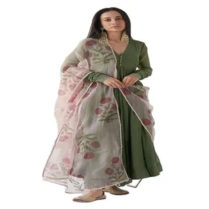 Bộ Đồ 3 Mảnh Bãi Cỏ Thiết Kế Truyền Thống Phù Hợp Với Kameez Cho Mùa Hè Phụ Nữ Mặc Váy Dân Tộc Ấn Độ & Paisani