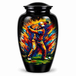 Pegatina con silueta de golfista y urna funeraria de esmalte para cenizas de adultos - Product Image 2