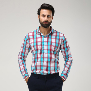 Camisa Casual a Cuadros para Hombre, Manga Larga, Cuello Clásico, 100% Algodón Popelina, Transpirable, para Primavera - Product Image 1