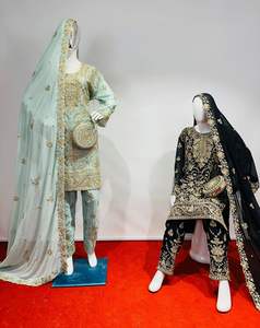 Lujosos 5 diseños Indian Top Dupatta Pants con 10 colores Pure Georgette Clutches y monedero Full Jarkan Stones para ropa de fiesta - Product Image 1