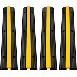 Set di 4 Rampe Protettive in Gomma per Cavi, Capacità di Carico 1000 kg, Copricavo a 1 Canale, Dissuasore di Velocità per Vialetti - Product Image 4