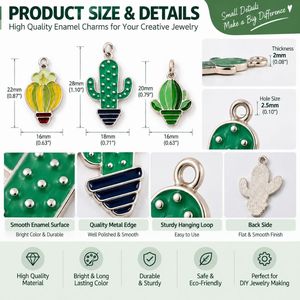 Dijes de Esmalte para Hacer Joyas con Lindos Colgantes de Cactus y Plantas Verdes para Manualidades de Pulseras y Collares - Product Image 2