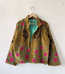 Hot Selling <b>Velvet</b> Suzani <b>Jacket</b> Handmade Embroidered Boho Ethnic Finished Cotton Reversible Winter Festival Wear - Product Image 1