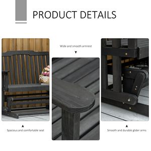 Dondolo da Giardino a 2 Posti con Design ad Asciugatura Rapida e Braccioli Allargati, Sedia a Dondolo in Legno per Giardino e Cortile - Product Image 6