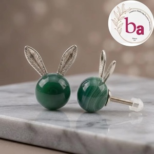 Poignée de meuble moderne en laiton et résine, motif oreilles de lapin, forme originale, pour commode contemporaine - Product Image 1