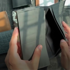 Portefeuille long homme en cuir véritable de luxe, fin, avec fenêtre pour photos et pièces d'identité, multi-fentes, trifold, pour chéquier et documents, pochette d'affaires pour homme - Product Image 3
