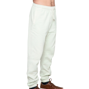 <b>Men's</b> <b>White</b> Cotton Sweatpants Elastic Waist Drawstring Casual Joggers Midweight Plain Dyed Autumn Wear - Product Image 4