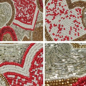 Embroidered Heart Pattern <b>Table</b> Runner Red Gold <b>Pink</b> <b>Cloth</b> Home Decor Washable Classic Style - Product Image 6