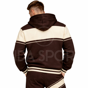 ชุดเซ็ตฮู้ดดี้แทรคสูทผ้าฝ้ายแท้ 100% สีน้ำตาลแบบซิป สไตล์สตรีทแวร์และแอธลีเชอร์ สำหรับผู้ชายและผู้หญิง  ลดราคาพิเศษ รับผลิตตามแบบ OEM - Product Image 2