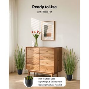 Lot de 2 herbes artificielles en PVC de 35 pouces, type Cattail, pour intérieur et extérieur, arbustes verts haut de gamme en pot pour la décoration de la maison - Product Image 6