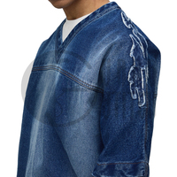 Conjunto de Camiseta y Pantalones Cortos de Mezclilla Lavada Personalizada para Hombre, Estilo Urbano Vintage, OEM ODM, Venta al Por Mayor, Verano, Alta Calidad