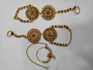 Luxury Trendy Gold Plated Certified Crystal Rhinestone Kundan Bridal Necklace Earring Set Traditional Indian Engagement Party - Product Image 3