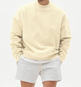 Sweat-shirt surdimensionné à col rond pour homme, couleur unie, style minimaliste, pull en polaire, coupe régulière, blanc, gris, pour l'automne - Product Image 6