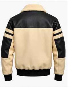 Men's black and <b>brown</b> <b>Leather</b> <b>Jacket</b> turn down Collar button Closure Sleeve Autumn - Product Image 3