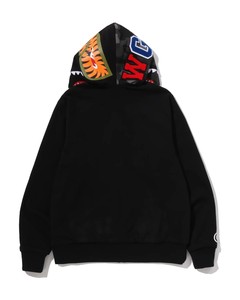 <b>Black</b> Zip-Up <b>Hoodie</b> with Shark Hood and GM Logo Streetwear Unisex Oversized Fit Knitted 100% Cotton Anti-Pilling Sweatshirt - Product Image 3
