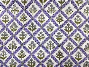 Tissu en coton pur 100% biologique indien imprimé au bloc, motif estampé à la main au mètre - Pour la décoration intérieure et la confection de sacs - Product Image 2