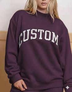 Sweat-shirt rose oversize pour femme, style universitaire preppy, col montant, épais, avec lettres, pour l'hiver - Product Image 6
