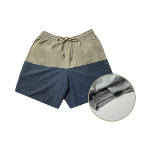 Men's Color Blocked Board Shorts Quick Dry Drawstring Waist Geometric Pattern Casual Swimwear Short Length Polyester Fabric - Product Image 1