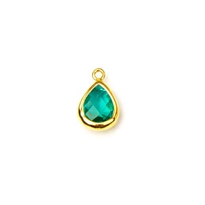 Emerald Quartz Teardrop Pendant High Quality Brass Faceted Pear Shape Gemstone Charm for DIY Jewelry Making <b>Necklace</b> - Product Image 1
