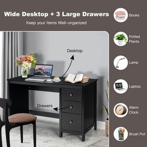 Scrivania Moderna Minimalista in Legno con 3 Cassetti per Ufficio Domestico Studio Pieghevole e Convertibile - Product Image 5