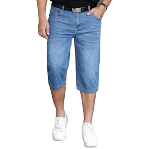 Nuevos shorts de mezclilla para hombre, talla grande, largos, con lavado ácido, transpirables, de cintura alta, cómodos, los más vendidos. - Product Image 1