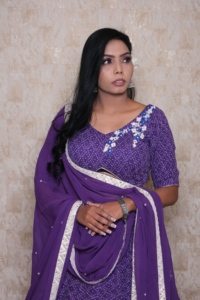 Traditional Indian Purple Lehenga Choli Floor-Length Ethnic Wear for <b>Wedding</b> Regular Fit with Solid Dupatta - Product Image 4