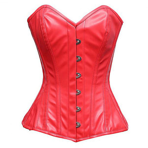 Corsé Rojo de Piel Sintética sin Tirantes para Mujer, con Cierre de Botones, Chaleco Sexy para Discoteca - Product Image 1