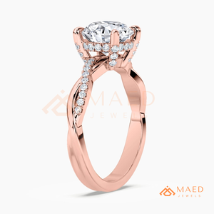 Bague en Moissanite Ronde Plaqué Or Rose, Bijou de Promesse Élégant pour Mariage, pour Femme, Usage Quotidien, Cadeau, Style USA, Élégant et Raffiné - Product Image 6