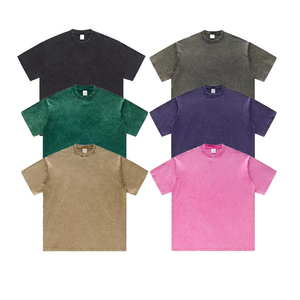 Camiseta Lisa de Algodón Grueso de 300 g/m², Lavada, con Estampado Personalizado y Bordado, Camisetas Extra Grandes para Hombre con Lavado Ácido - Product Image 6