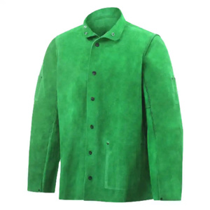 Veste de soudeur haute performance en cuir de vachette pleine fleur, haute visibilité, vêtement de travail d'hiver, caractéristiques de sécurité réfléchissantes ANSI/EN ISO - Product Image 4