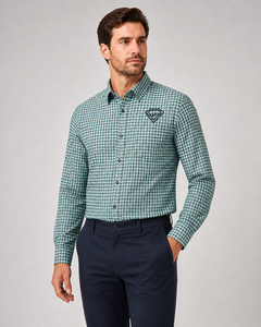 Camisa de vestir a cuadros verde gingham premium personalizada para hombre, de manga larga, informal, con botones, de algodón, para hombre, fabricante de ropa. - Product Image 6