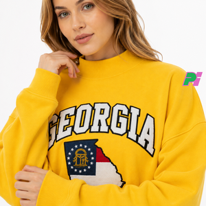 เสื้อสเวตเชิ้ตคอเต่าลายปักแผนที่รัฐจอร์เจีย สีดำ สำหรับผู้หญิง ทรงโอเวอร์ไซส์ เหมาะสำหรับใส่ในฤดูใบไม้ร่วง - Product Image 6