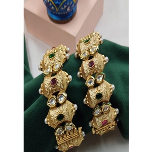 Exquisite Premium Quality Brass Gold Plated Moissanite Two Set Of Openable Bangles For Women & Girls For Wedding Wear Collection - Product Image 1